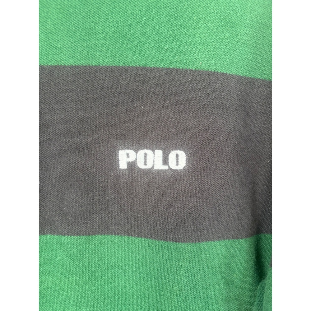 Polo Sport Ralph Lauren Mens XL Henley Shirt Green Navy Blue Striped Vintage - Picture 4 of 9